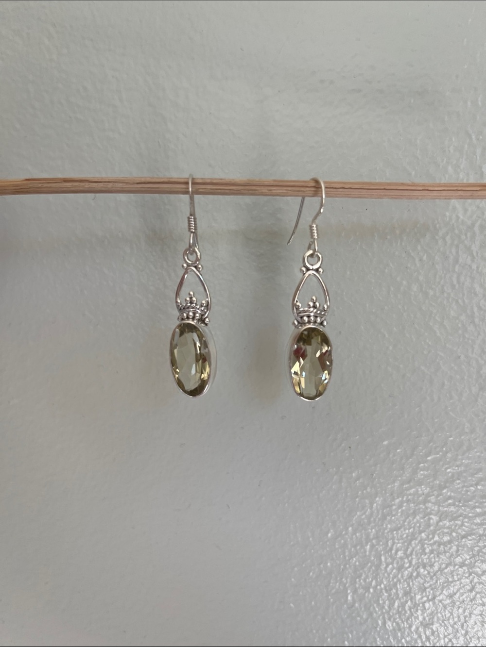 Faced Lemon Quartz Sterling Silver Dangle Earrings Gemstone - Picture 4 of 5